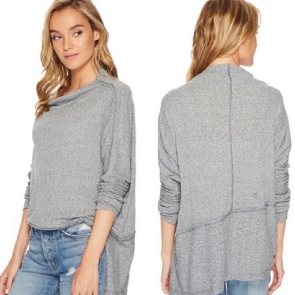Free People Londontown Thermal Tunic Top Grey Size Small Asymmetric Hem Boho S